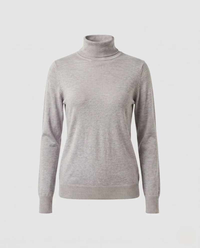Damen Feiner Rollkragen-Strickpullover aus leichtem Merino-Mix