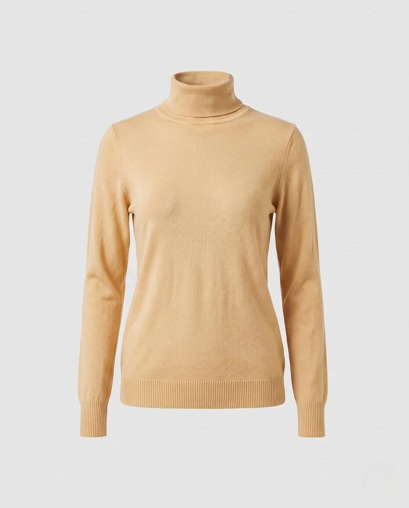 Damen Feiner Rollkragen-Strickpullover aus leichtem Merino-Mix