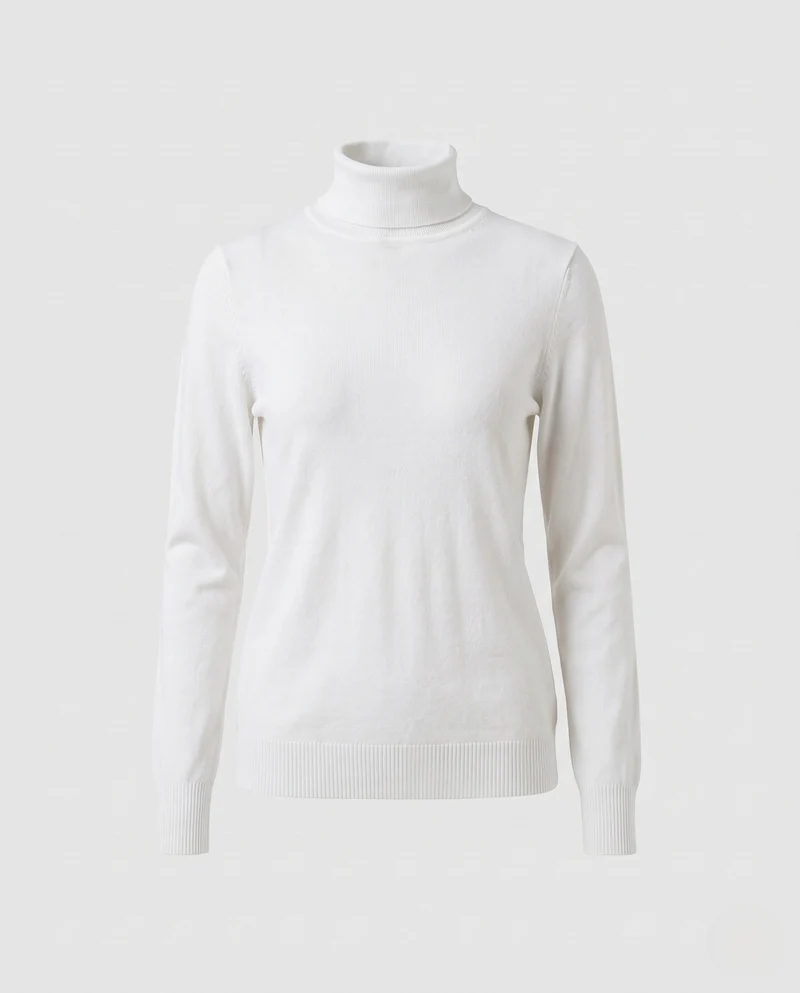 Damen Feiner Rollkragen-Strickpullover aus leichtem Merino-Mix