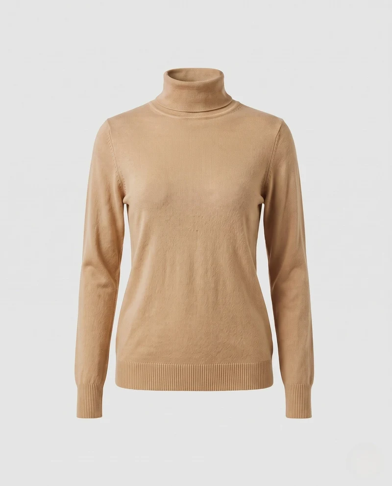 Damen Feiner Rollkragen-Strickpullover aus leichtem Merino-Mix