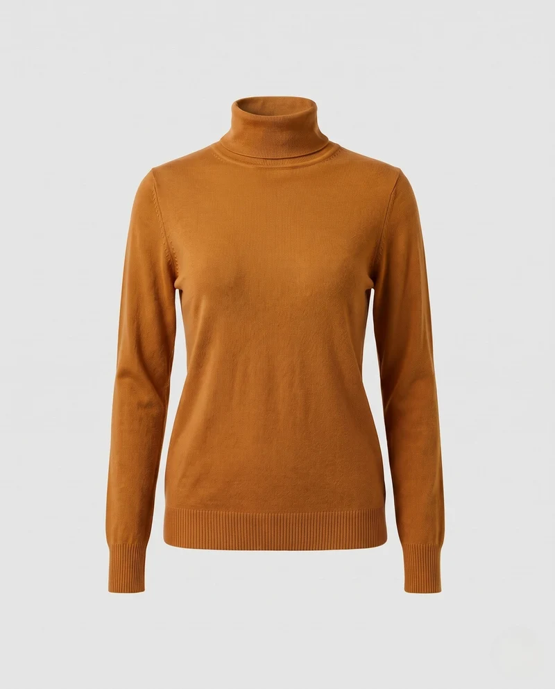 Damen Feiner Rollkragen-Strickpullover aus leichtem Merino-Mix