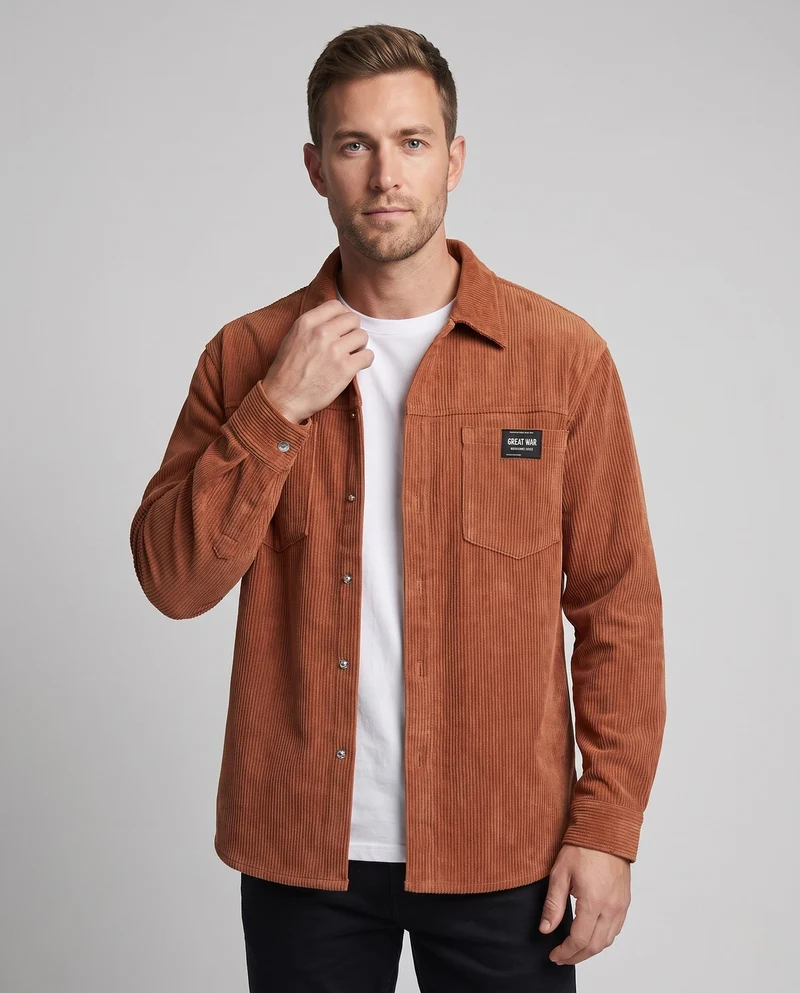 Herren Strukturierte Baumwolljacke Nord Taschen
