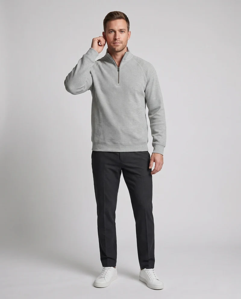 Herren Urbaner Stehkragenpullover mit Reißverschluss Nord Taschen