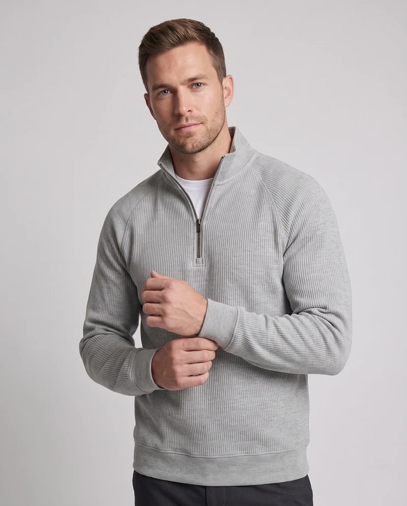 Herren Urbaner Stehkragenpullover mit Reißverschluss Nord Taschen