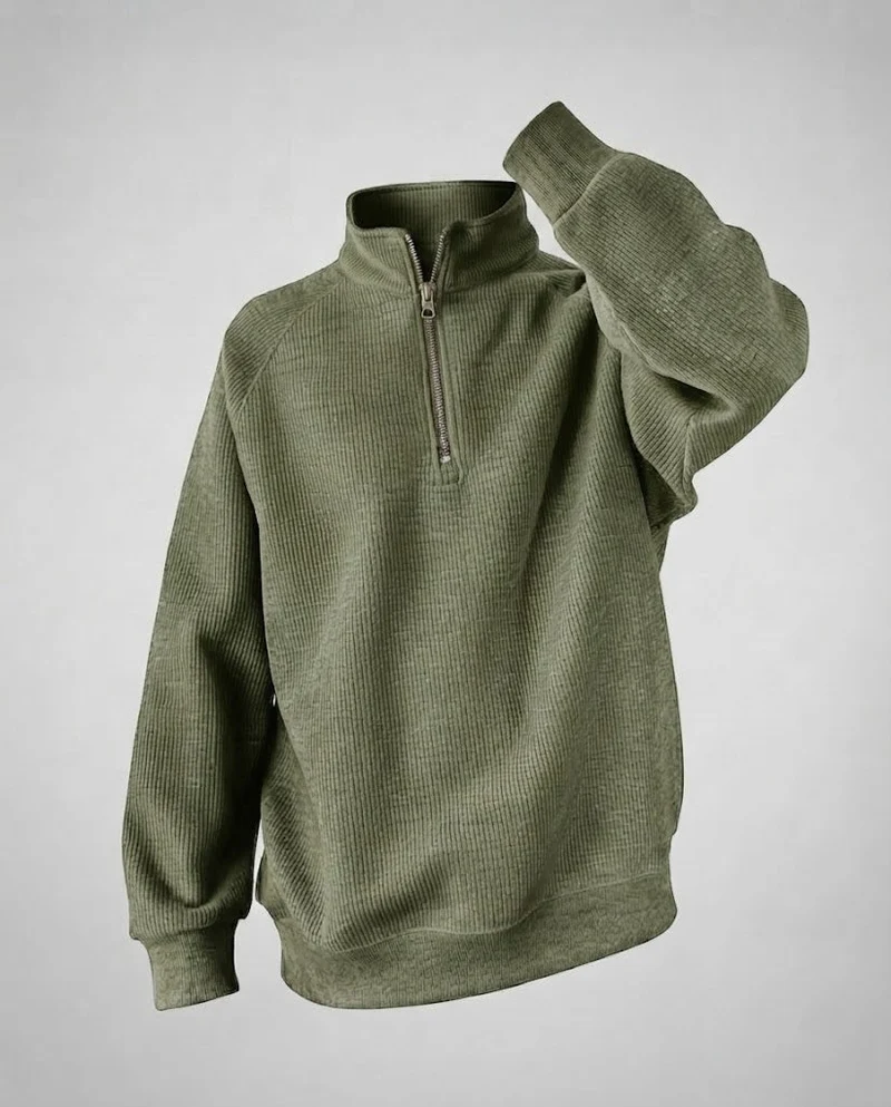 Herren Urbaner Stehkragenpullover mit Reißverschluss Nord Taschen