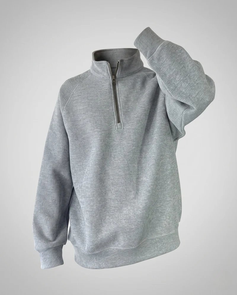 Herren Urbaner Stehkragenpullover mit Reißverschluss Nord Taschen