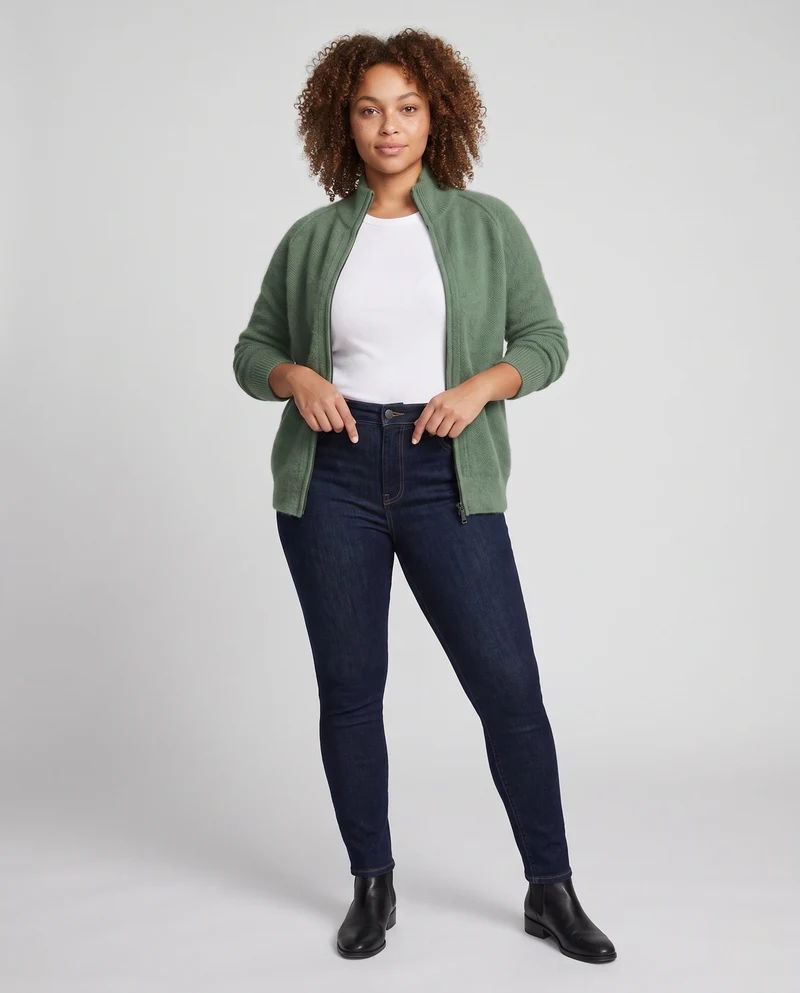 Damen Flauschiger Zip‑Up‑Mockneck‑Cardigan mit kaschmirähnlicher Haptik Nord Taschen