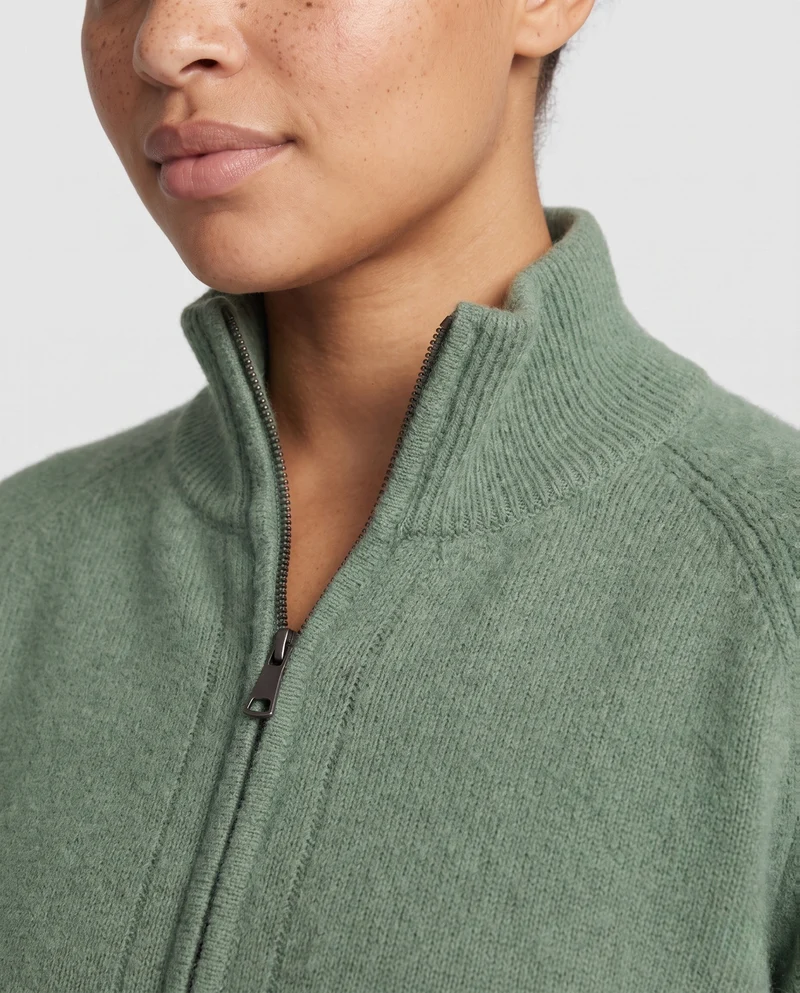 Damen Flauschiger Zip‑Up‑Mockneck‑Cardigan mit kaschmirähnlicher Haptik Nord Taschen