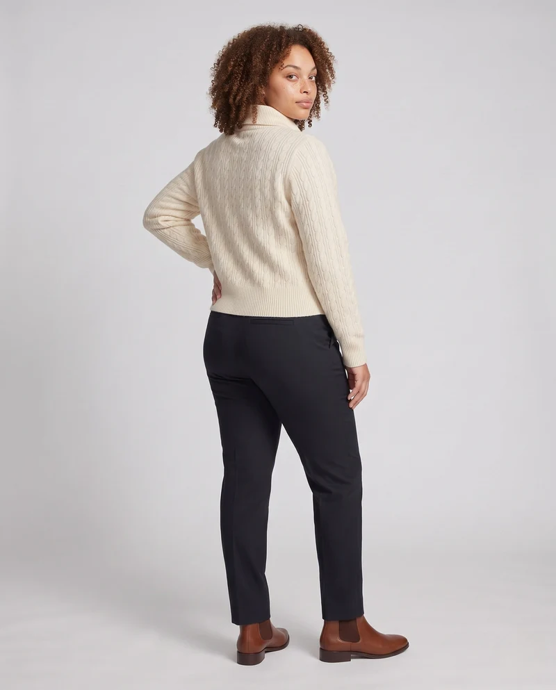 Damen Flauschiger Zopfmuster‑Pullover mit kurzem Mockneck und kaschmirähnlicher Optik Nord Taschen