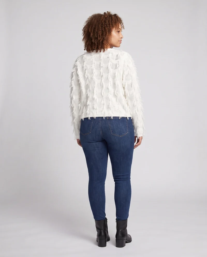 Damen Fransen-Strukturcardigan mit runder Halslinie und dekorativer Knopfleiste Nord Taschen