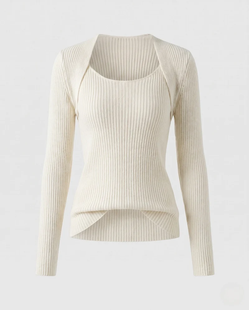 Damen Gerippter Feinstrick-Pullover mit Mohair‑Look und Rundhalsausschnitt Nord Taschen