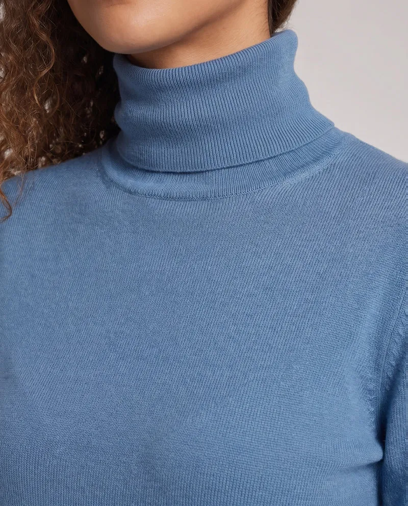 Damen Feinstrick-Rollkragenpullover in körpernaher Passform Nord Taschen