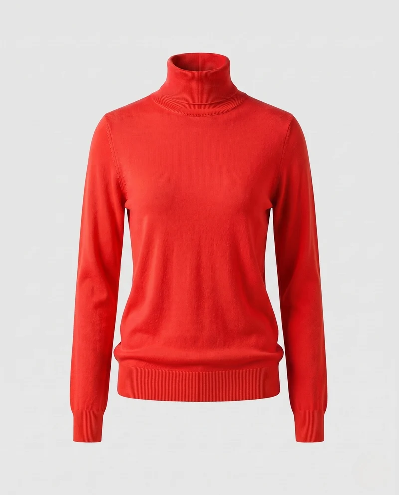 Damen Feinstrick-Rollkragenpullover in körpernaher Passform Nord Taschen