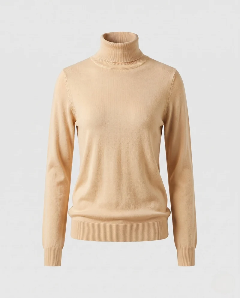Damen Feinstrick-Rollkragenpullover in körpernaher Passform Nord Taschen