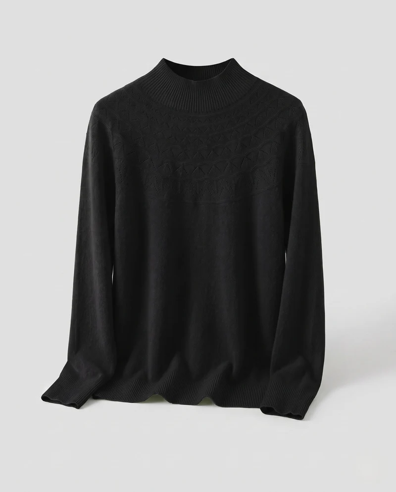 Damen Feinstrick-Rolli mit zierlicher Ajourstruktur und kaschmirweichem Finish Nord Taschen