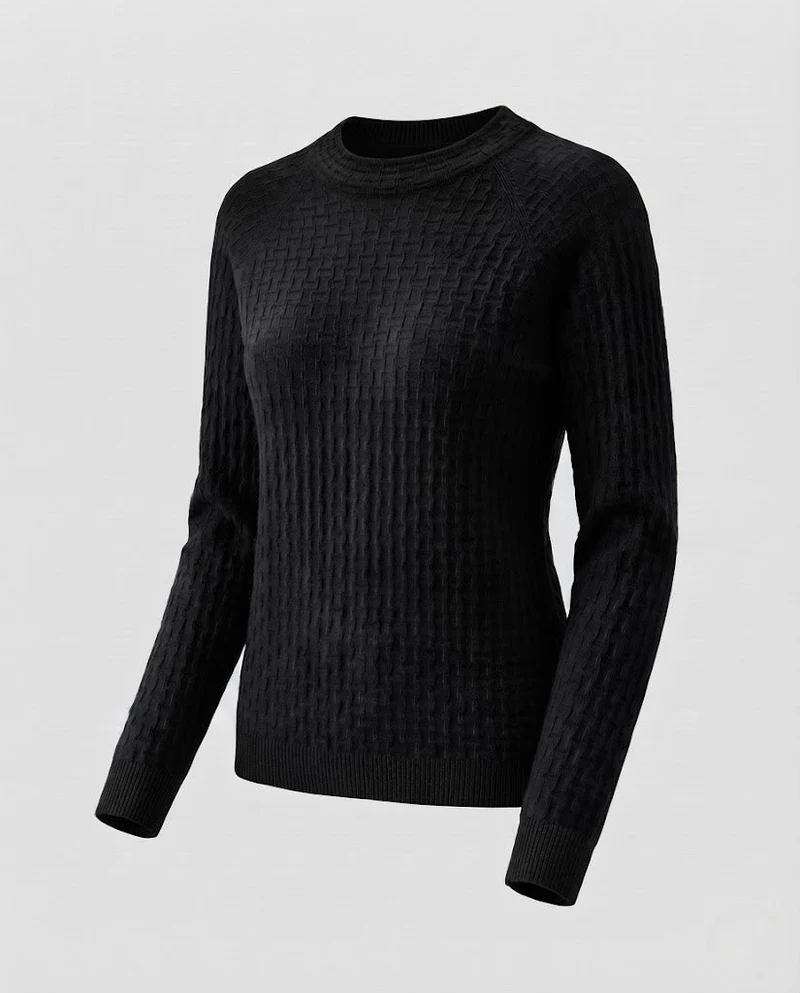 Damen Feinstrick-Pullover mit strukturierter WNord Taschenoptik, Rundhalsausschnitt und kaschmirähnlicher Haptik Nord Taschen