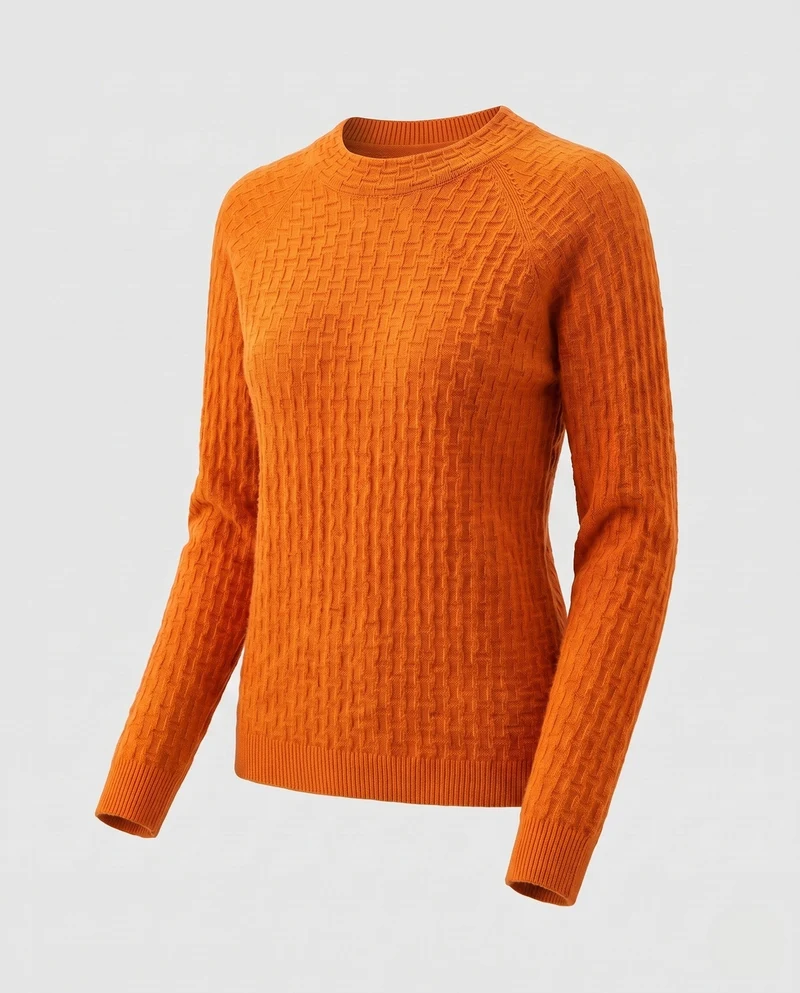 Damen Feinstrick-Pullover mit strukturierter WNord Taschenoptik, Rundhalsausschnitt und kaschmirähnlicher Haptik Nord Taschen