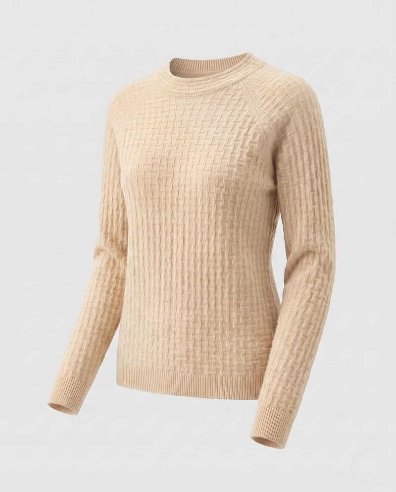 Damen Feinstrick-Pullover mit strukturierter WNord Taschenoptik, Rundhalsausschnitt und kaschmirähnlicher Haptik Nord Taschen