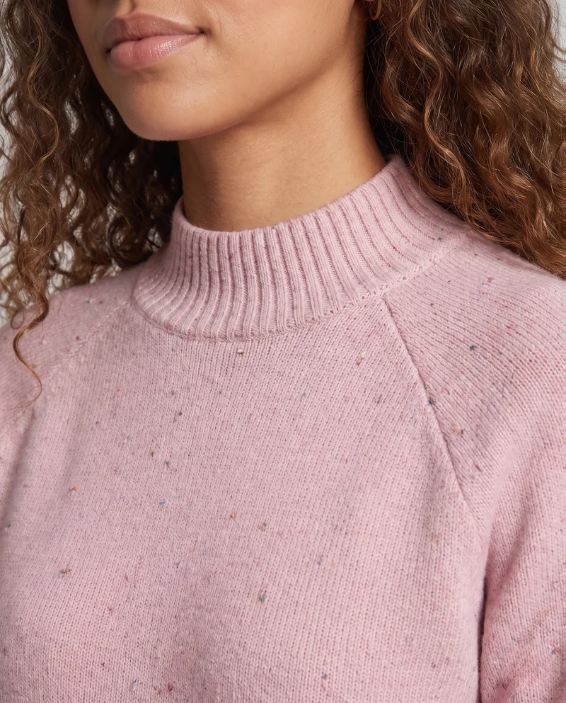 Damen Feinstrick-Pullover mit Mockneck, Nep-Struktur und legerer Raglan-Passform Nord Taschen