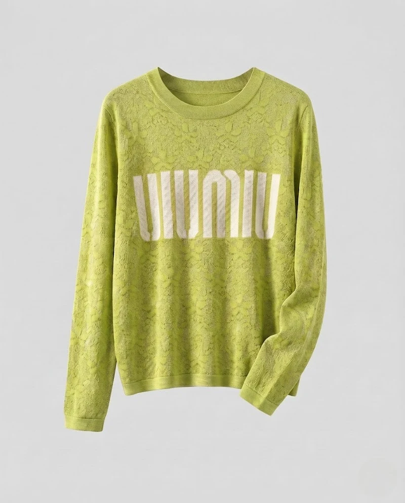 Damen Feinstrick-Pullover mit Rundhalsausschnitt, Jacquardstruktur und Logo-Front Nord Taschen
