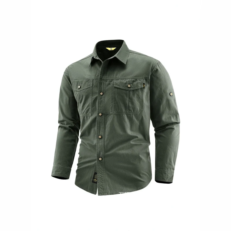 Herren Canvas-Overshirt im Field‑Style mit Brustklappen und durchgehender Knopfleiste Nord Taschen