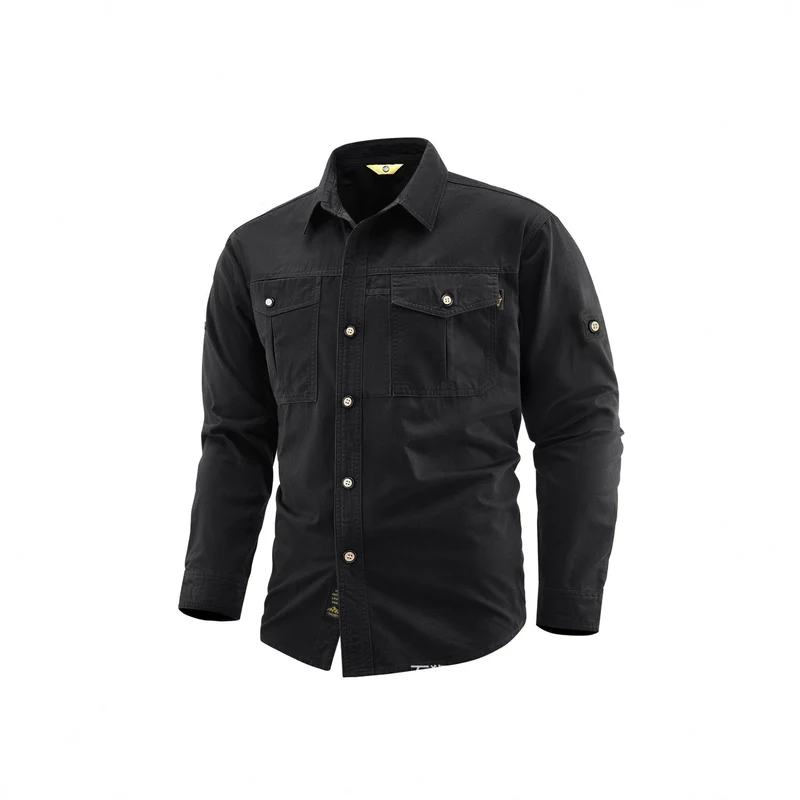 Herren Canvas-Overshirt im Field‑Style mit Brustklappen und durchgehender Knopfleiste Nord Taschen