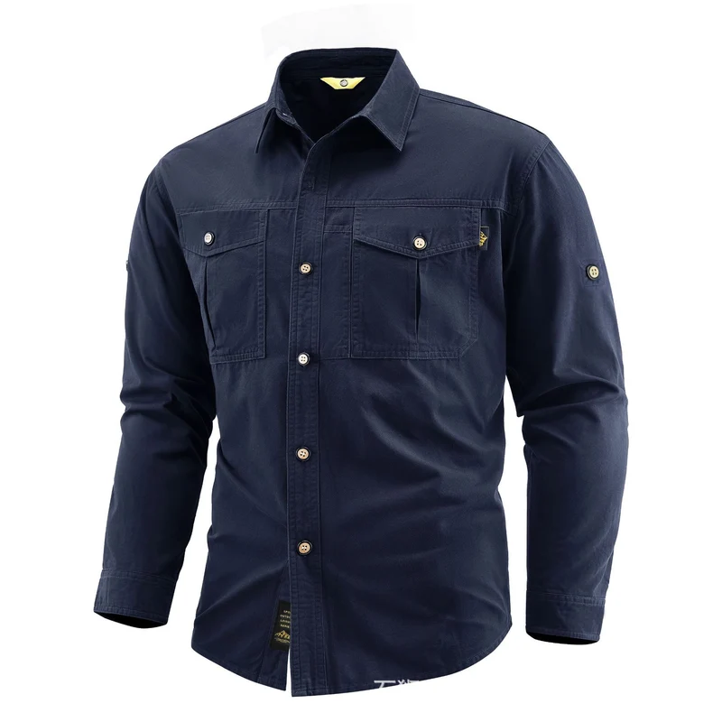 Herren Canvas-Overshirt im Field‑Style mit Brustklappen und durchgehender Knopfleiste Nord Taschen