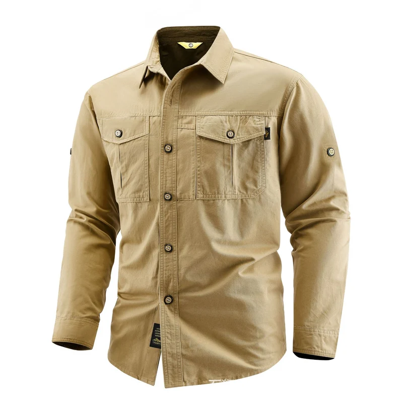 Herren Canvas-Overshirt im Field‑Style mit Brustklappen und durchgehender Knopfleiste Nord Taschen