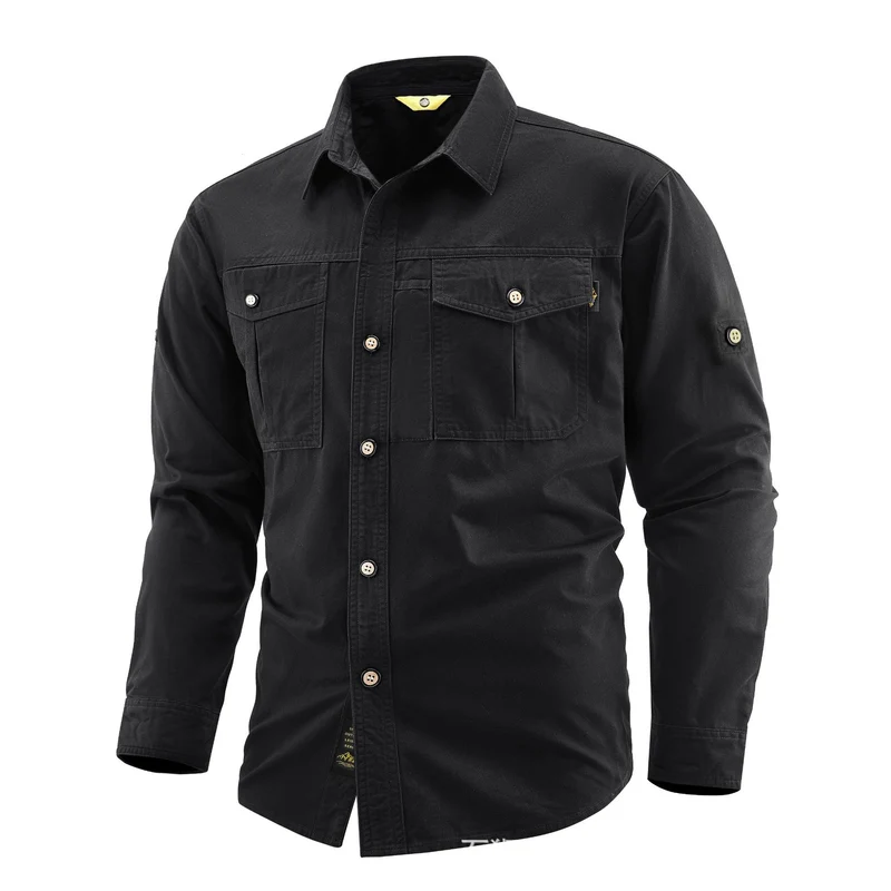Herren Canvas-Overshirt im Field‑Style mit Brustklappen und durchgehender Knopfleiste Nord Taschen