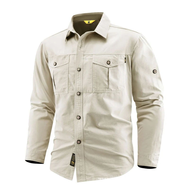 Herren Canvas-Overshirt im Field‑Style mit Brustklappen und durchgehender Knopfleiste Nord Taschen