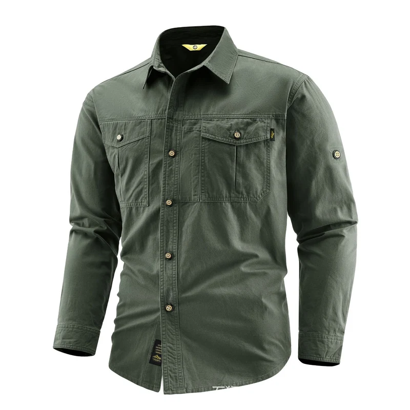 Herren Canvas-Overshirt im Field‑Style mit Brustklappen und durchgehender Knopfleiste Nord Taschen