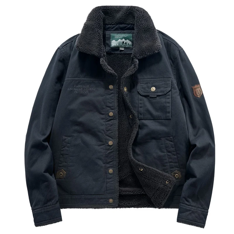 Herren Canvas‑Fieldjacke mit Teddyfutter, Brusttaschen und robuster Knopfleiste Nord Taschen