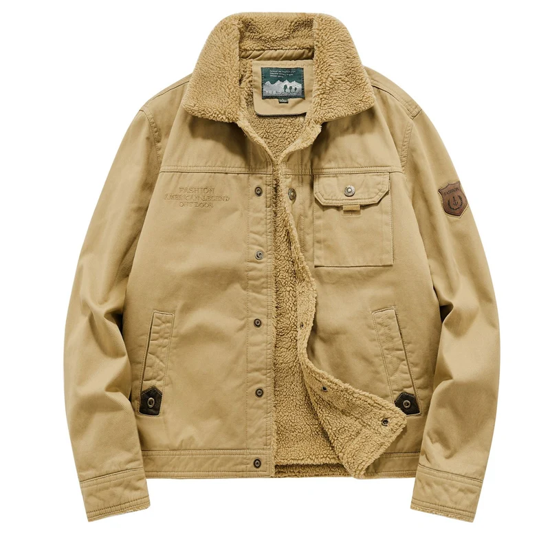 Herren Canvas‑Fieldjacke mit Teddyfutter, Brusttaschen und robuster Knopfleiste Nord Taschen