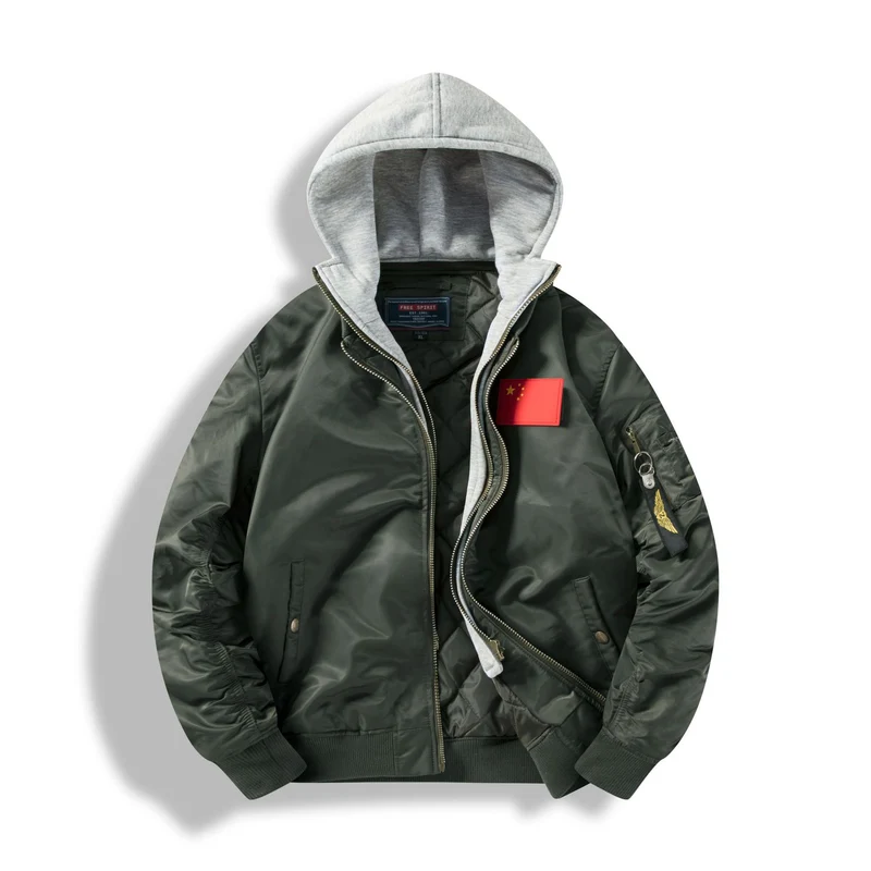 Herren Bomberjacke mit abnehmbarer Kapuzen-Innenseele und gesteppter Thermofütterung Nord Taschen