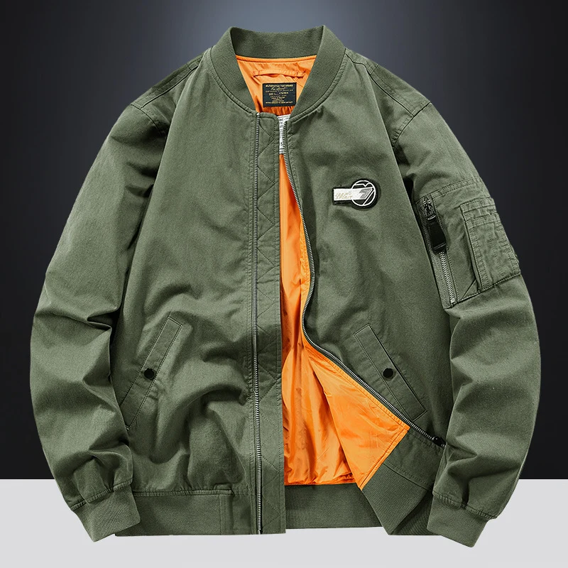 Herren Bomberjacke im Fliegerstil mit kontrastierendem Innenfutter und Ärmeltasche Nord Taschen