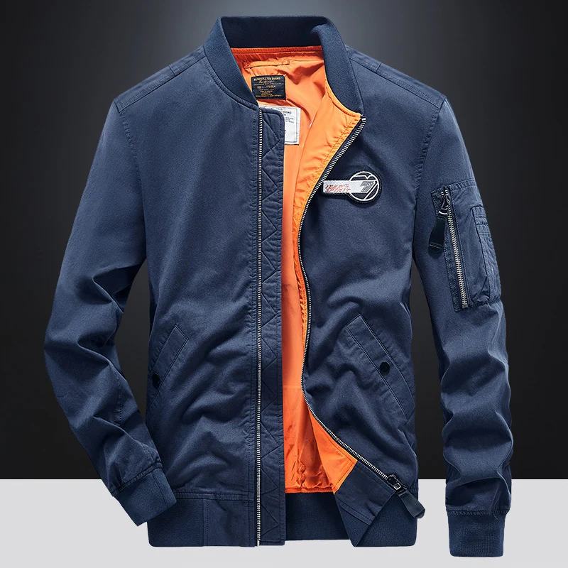Herren Bomberjacke im Fliegerstil mit kontrastierendem Innenfutter und Ärmeltasche Nord Taschen