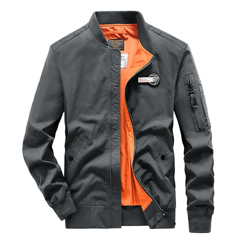 Herren Bomberjacke im Fliegerstil mit kontrastierendem Innenfutter und Ärmeltasche Nord Taschen