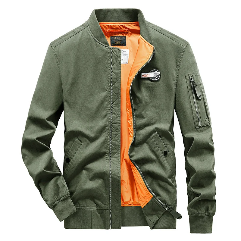 Herren Bomberjacke im Fliegerstil mit kontrastierendem Innenfutter und Ärmeltasche Nord Taschen