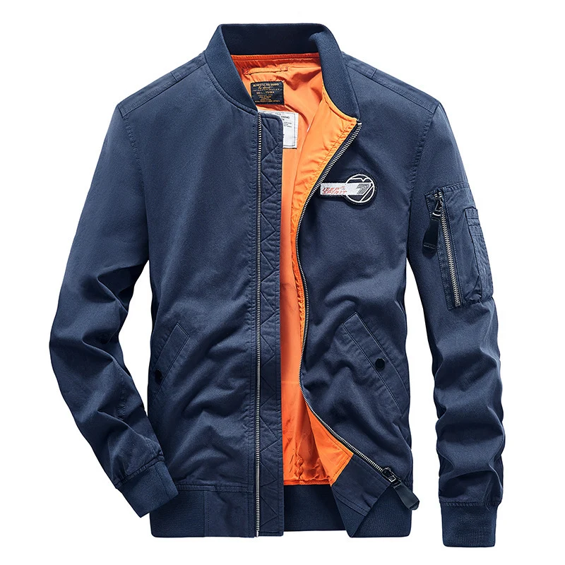 Herren Bomberjacke im Fliegerstil mit kontrastierendem Innenfutter und Ärmeltasche Nord Taschen
