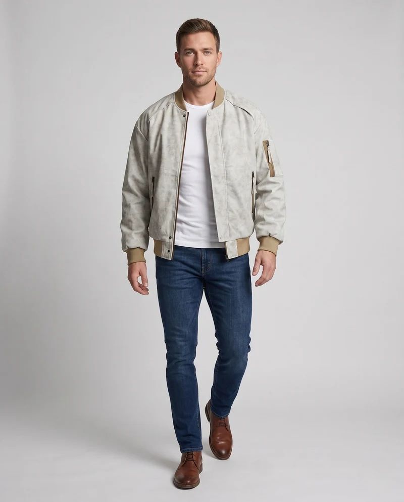 Herren Vintage-Bomberjacke mit gesteppter Thermoisolierung, Ärmeltasche & elastischen Bündchen Nord Taschen