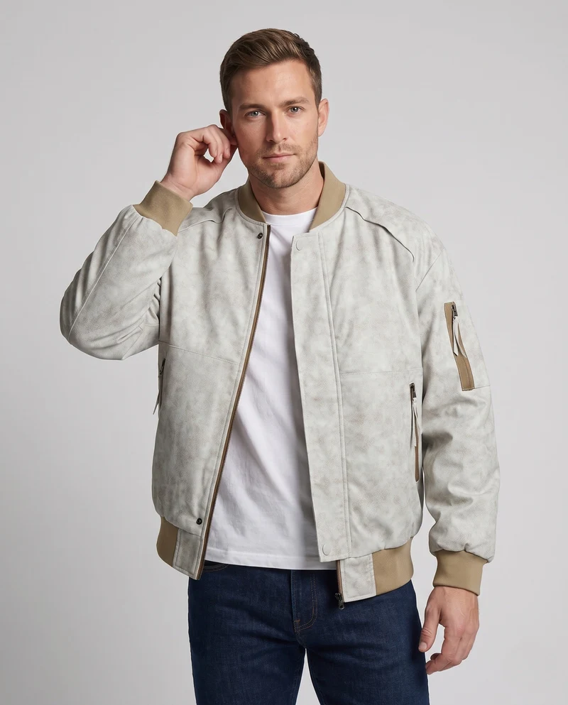 Herren Vintage-Bomberjacke mit gesteppter Thermoisolierung, Ärmeltasche & elastischen Bündchen Nord Taschen