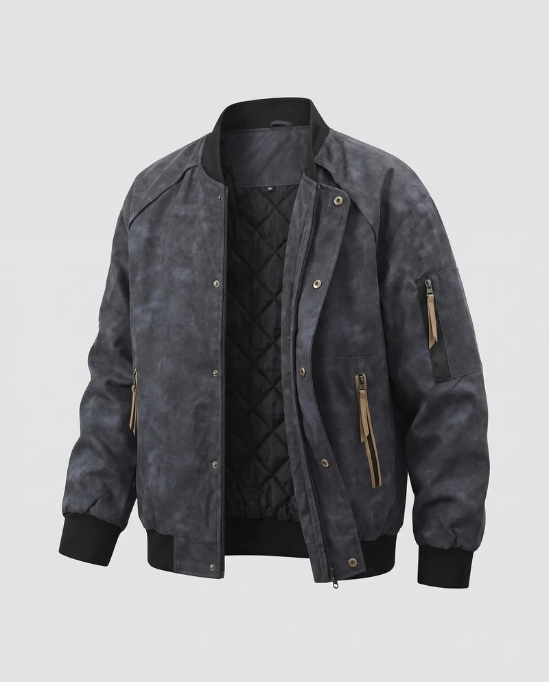 Herren Vintage-Bomberjacke mit gesteppter Thermoisolierung, Ärmeltasche & elastischen Bündchen Nord Taschen