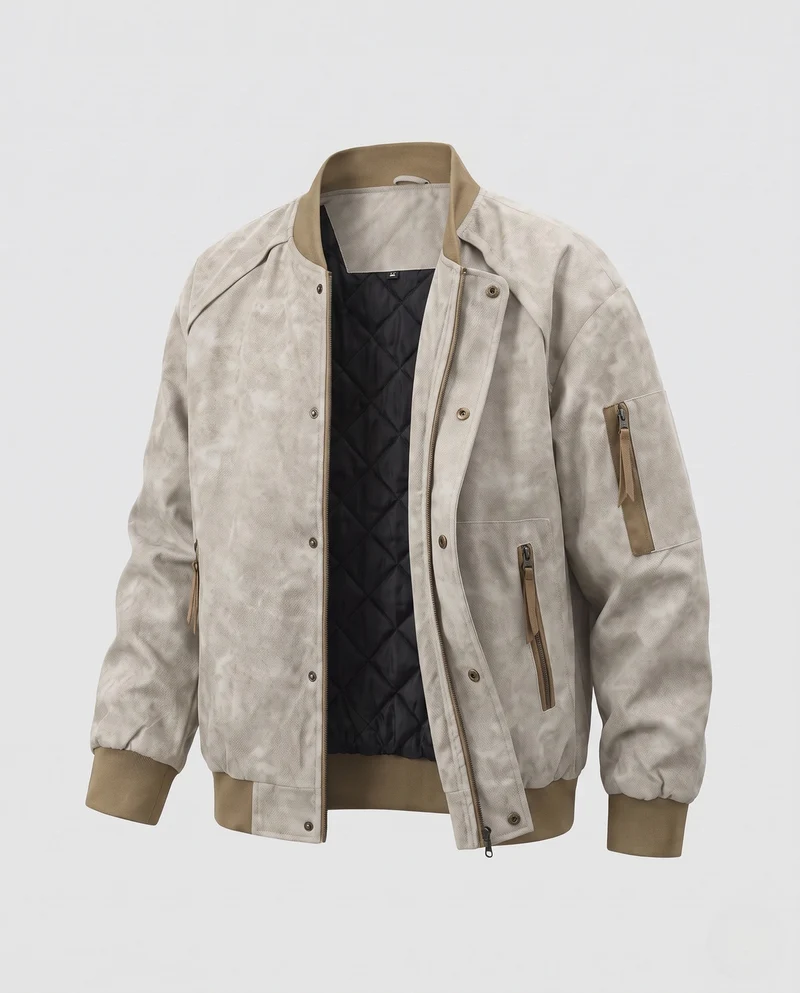 Herren Vintage-Bomberjacke mit gesteppter Thermoisolierung, Ärmeltasche & elastischen Bündchen Nord Taschen