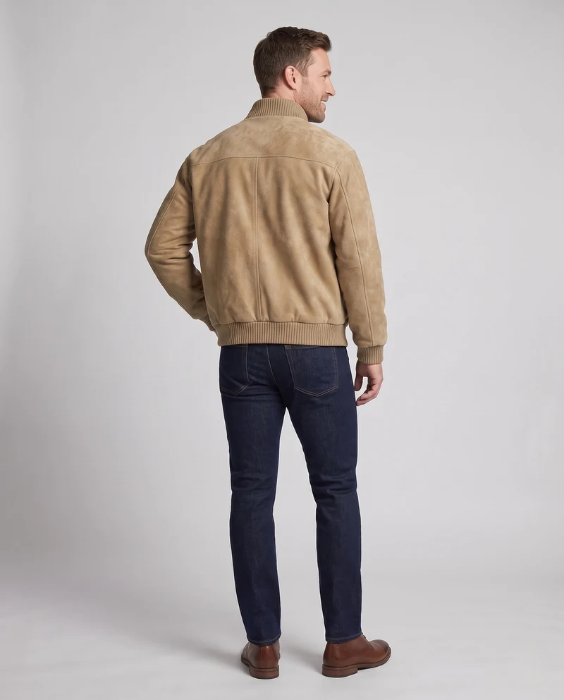 Herren Vintage-marmorierte Thermo-Bomberjacke mit Rippkragen, Fleece-Innenfutter & Utility‑Taschen Nord Taschen