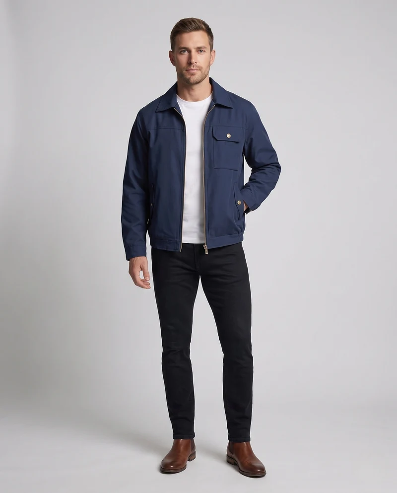 Herren Utility-Harringtonjacke mit Brusttasche & Reißverschluss Nord Taschen