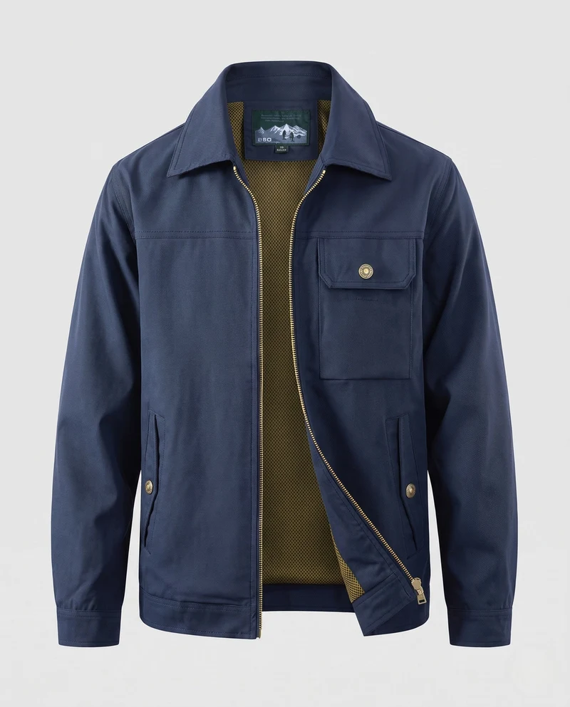 Herren Utility-Harringtonjacke mit Brusttasche & Reißverschluss Nord Taschen