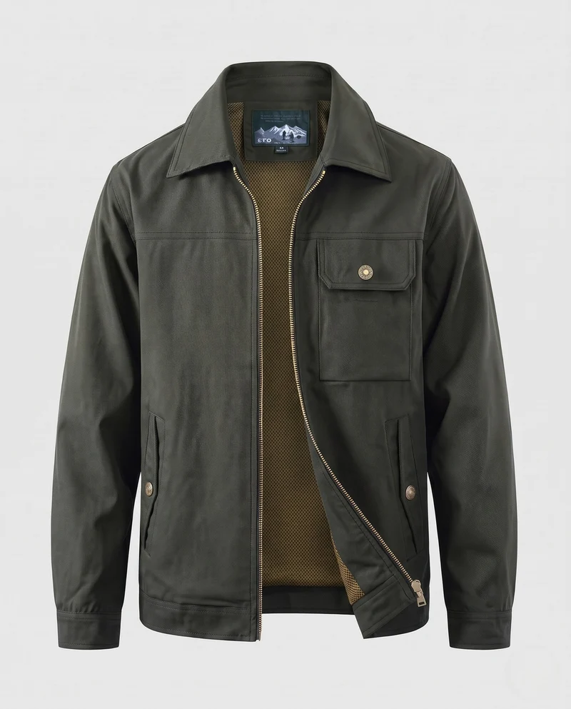 Herren Utility-Harringtonjacke mit Brusttasche & Reißverschluss Nord Taschen