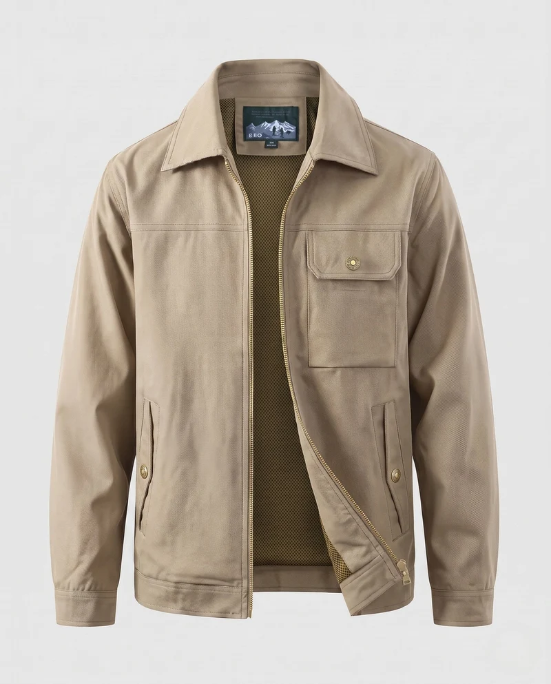 Herren Utility-Harringtonjacke mit Brusttasche & Reißverschluss Nord Taschen