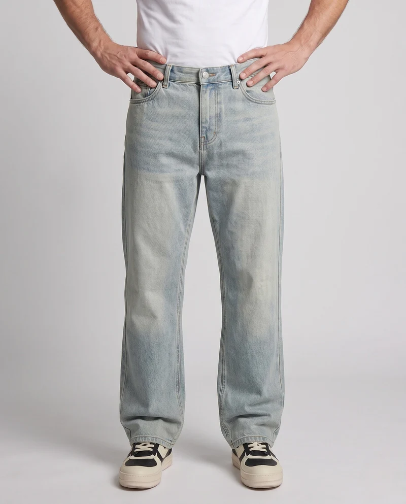 Herren Ultraweit geschnittene Denim-Jeans mit ausgewaschener Vintage-Optik Nord Taschen