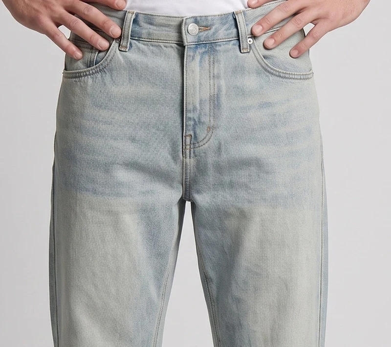 Herren Ultraweit geschnittene Denim-Jeans mit ausgewaschener Vintage-Optik Nord Taschen